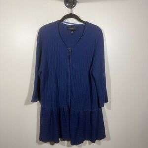 Lane Bryant Plus 3/4 sleeve Knit Sweater Cardigan Full Zip‎ Blue Size 18/20